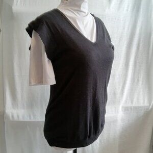 Simple and cute black Joe Fresh tank top with side detailing and ruffled sleeves